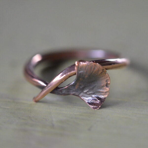 copper gingko leaf ring