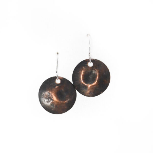 rustic copper circle earrings