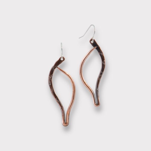 Abstract Leaf Earrings made of Copper Wire with Sterling Earwires