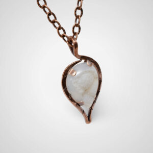 Abstract Leaf Floating Moss Agate Druzy Copper Pendant Side 1