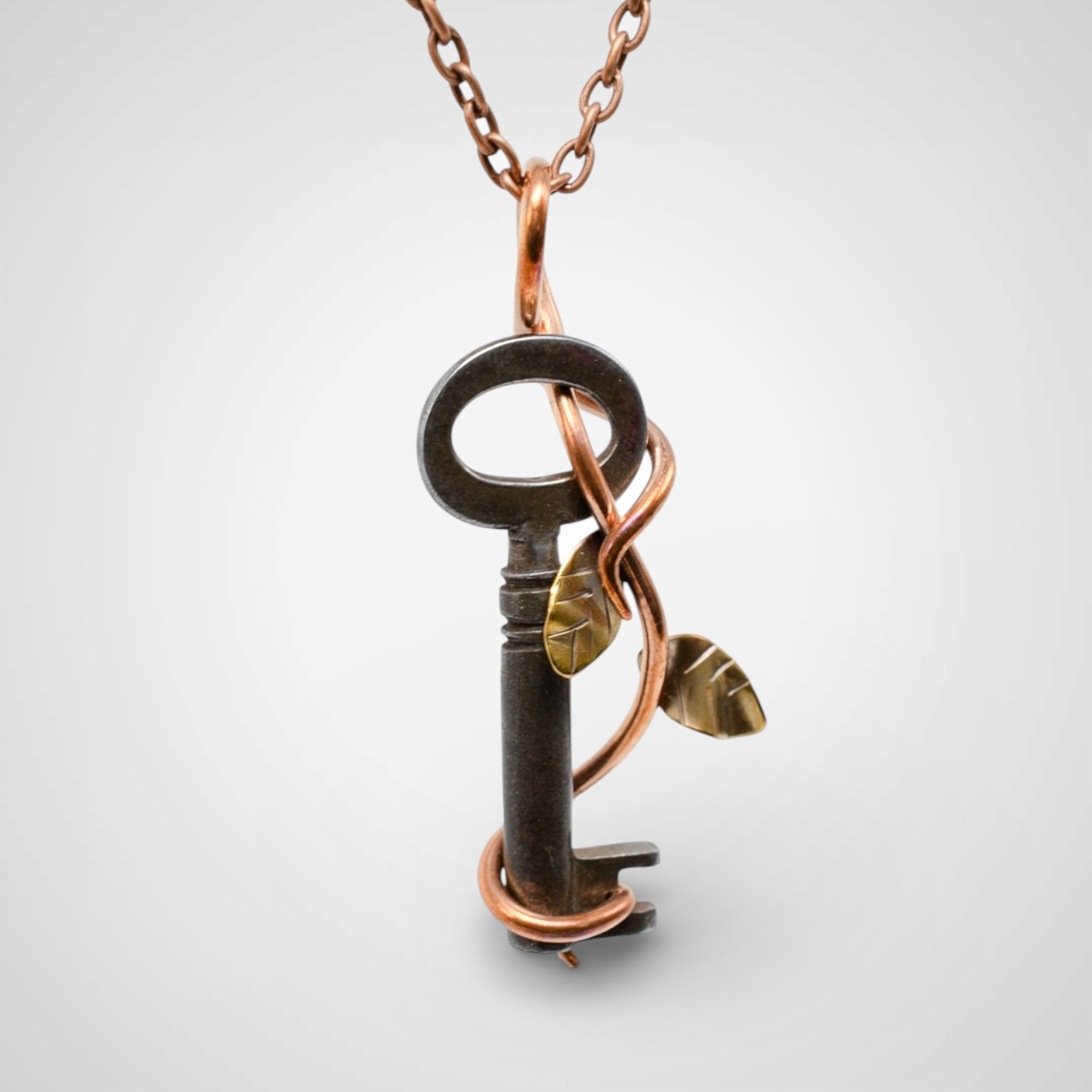 Antique Key Twisted Vine Pendant 001
