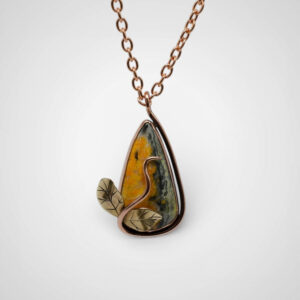 Bumblebee Jasper Triangular Stone Copper Pendant with Twisted Vine