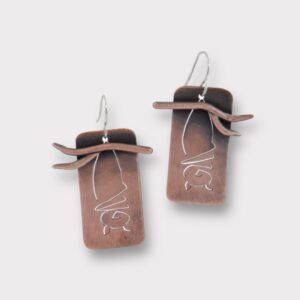 Copper Bat on Branch Earrings