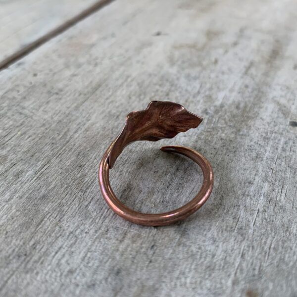 Copper Leaf Ring Back Side
