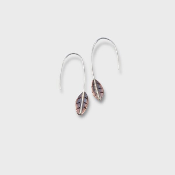 Copper Leaf Threader Earring Short