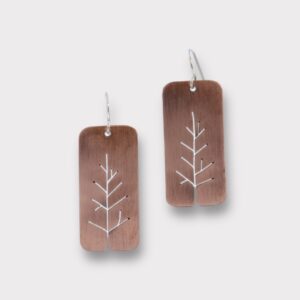 Copper Tree Pierced Earrings