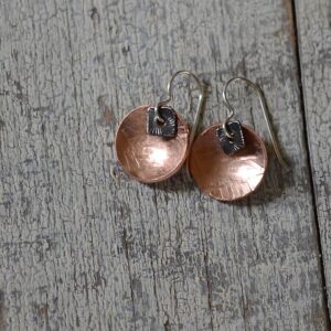 Copper Dome Earrings with Bead