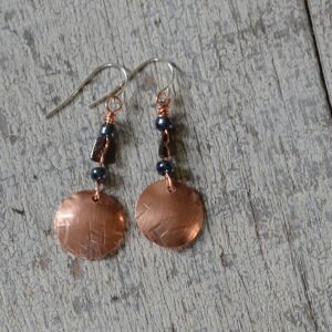 Copper Dome Earrings with Beads