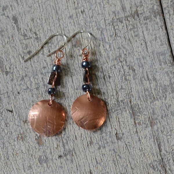 Copper Dome Earrings with Beads