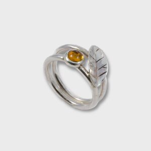 Sterling Silver Leaf and Citrine Ring