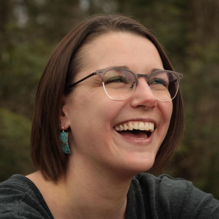 Sarah Binder Artist weather blue earrings laughing