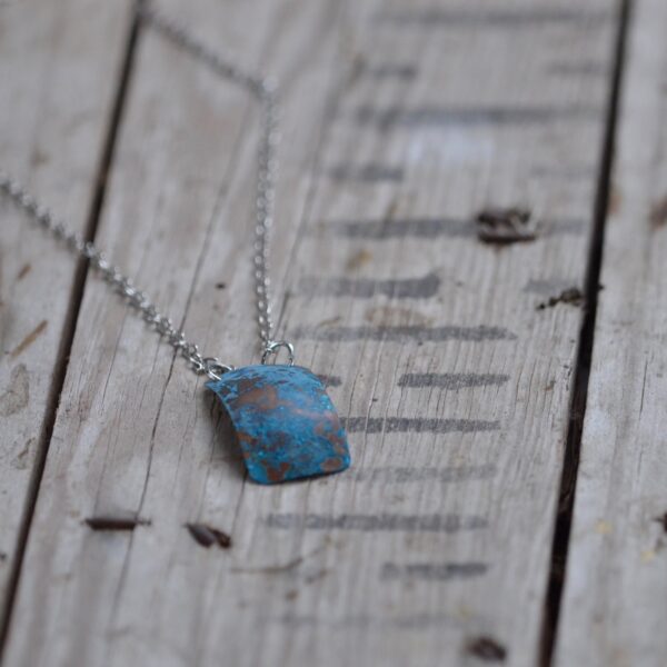 blue patina vertical rectangle necklace bottom angle