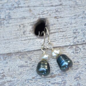 blue and white pearl earrings