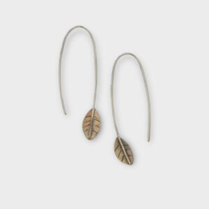 bronze leaf threader earrings