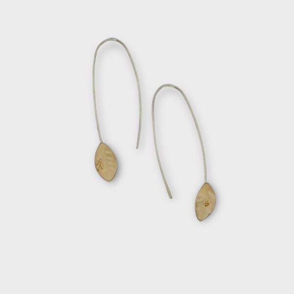 bronze leaf threader earrings back