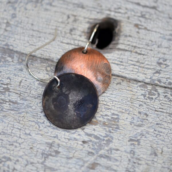 copper dome earrings with circle texture