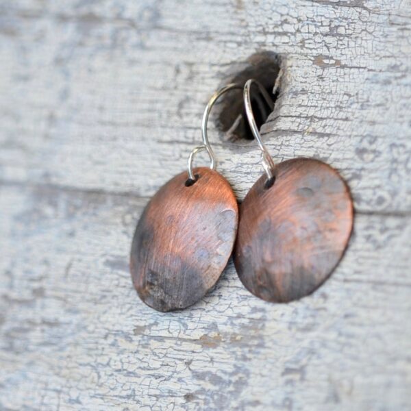 copper dome earrings with circle texture