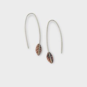 copper leaf threader earrings