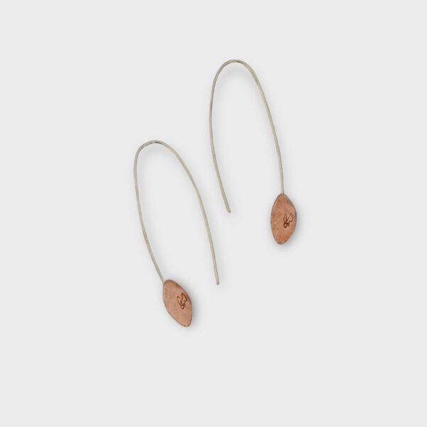 copper leaf threader earrings back