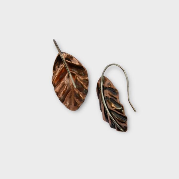 copper leaves drop earrings