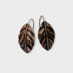 copper leaves drop earrings front