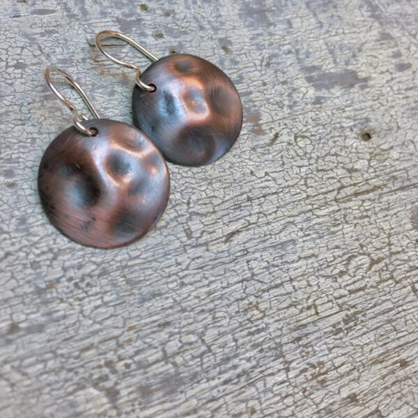 copper rustic circle earrings