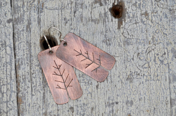 copper tree earrings