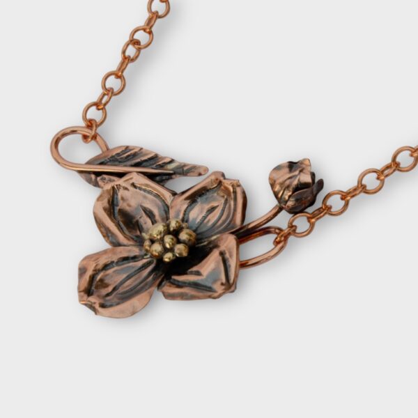 dogwood copper flower necklace