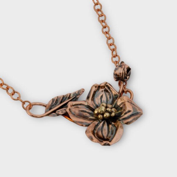 dogwood copper flower necklace
