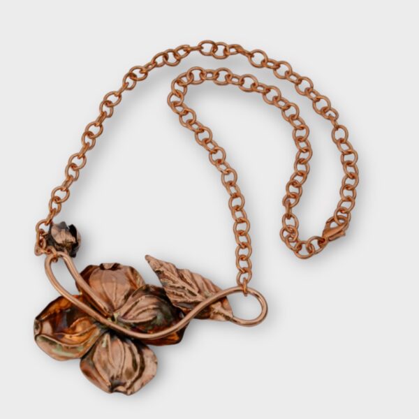 dogwood copper flower necklace back