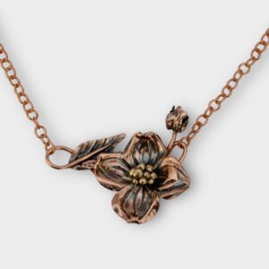dogwood copper flower necklace front