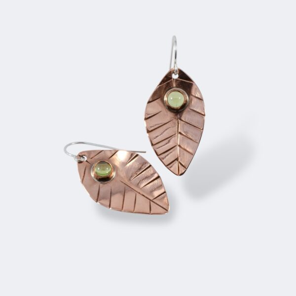 Contemporary Leaf Peridot Gemstone Earrings