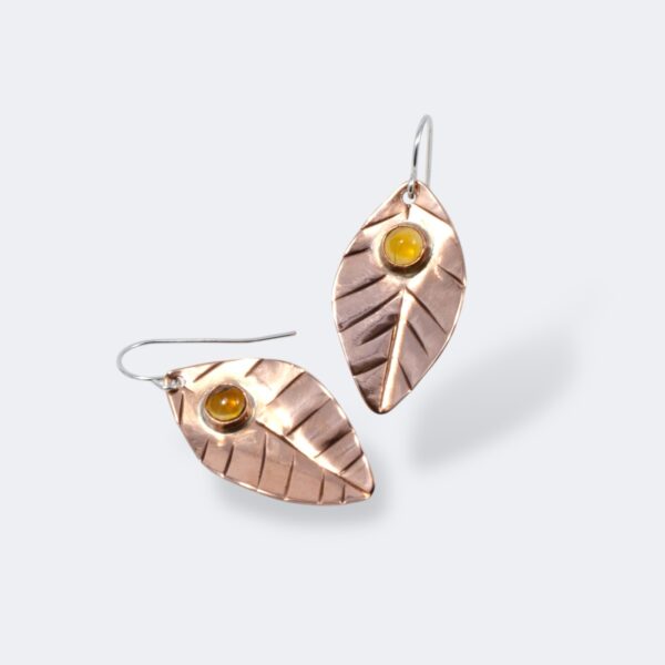 Contemporary Leaf Citrine Gemstone Earrings