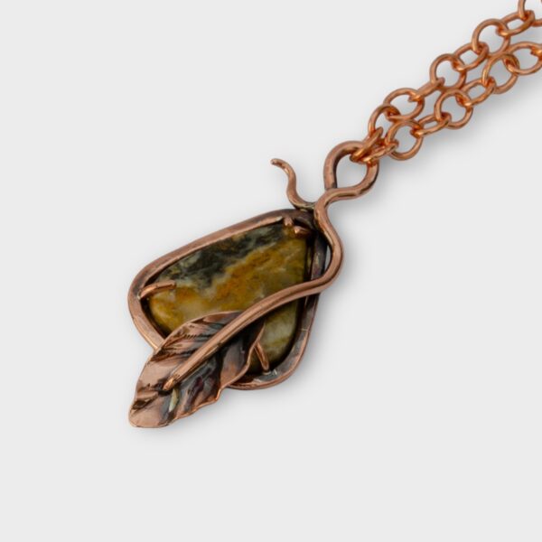 picture jasper copper leaf necklace