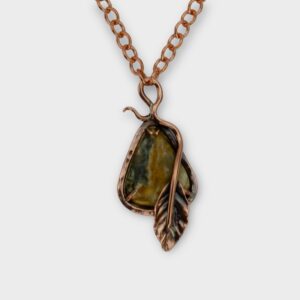 picture jasper copper leaf necklace front