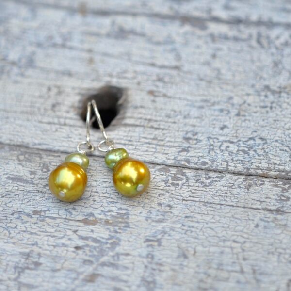 yellow and green pearl earrings